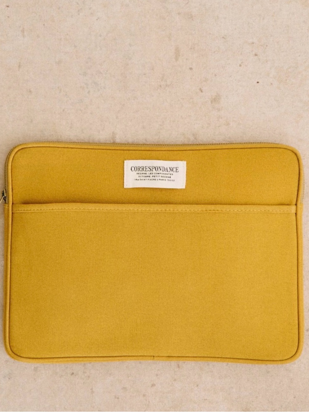 Sezane Mustard Yellow Laptop Sleeve with Front Pocket